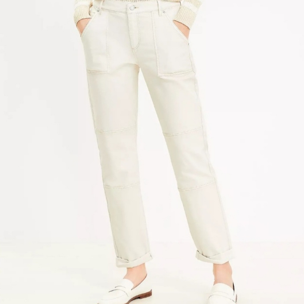 LOFT Denim Straight Jeans Size 6 28 NEW NWT Popcorn Cream